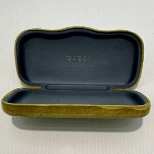 Gucci Olive Green Velvet Eyewear Case with Gold Logo